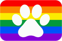 Rainbow pride flag with a paw print