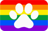 Rainbow pride flag with a paw print